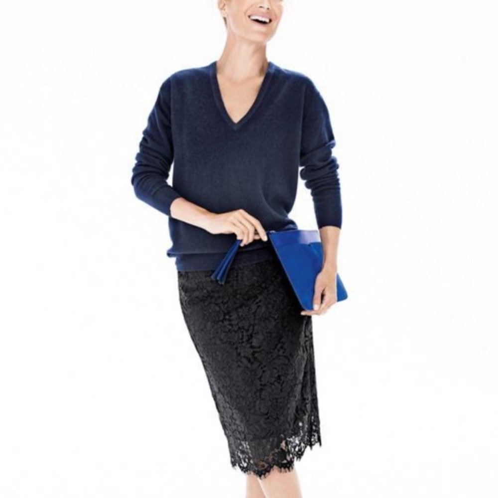 J. Crew Black Lace Pencil Skirt